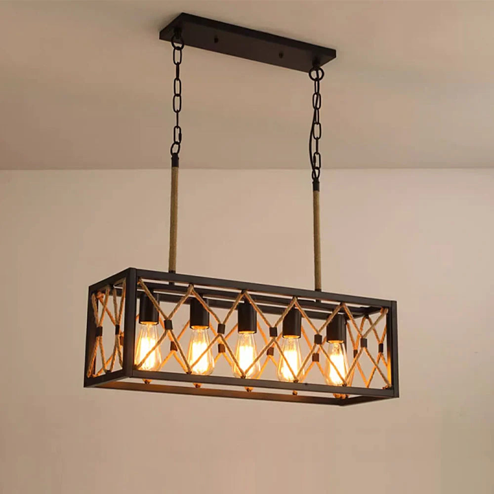 farmhouse-rustic-linear-chandelier-with-light-on-ch359-202509-Feyran-lighting