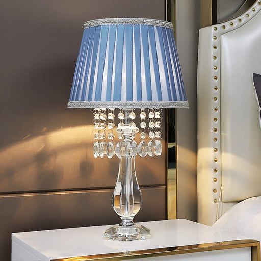 Fashion Crystal Table Lamp with Blue Lampshade-bedside |Feyran