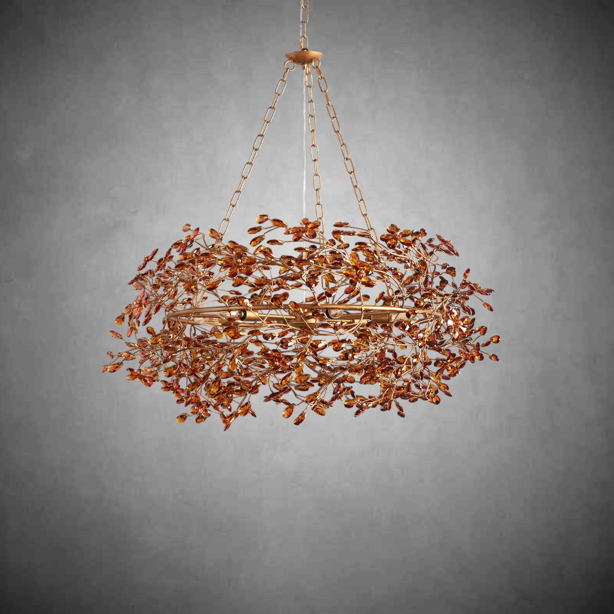 Fiore Crown Chandelier 39" 48" 60"-Chandelier-Feyran-BRASS/AMBER-39"-Feyran