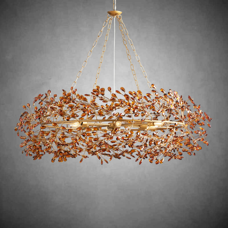 Fiore Crown Chandelier 39" 48" 60"-Chandelier-Feyran-BRASS/AMBER-48"-Feyran