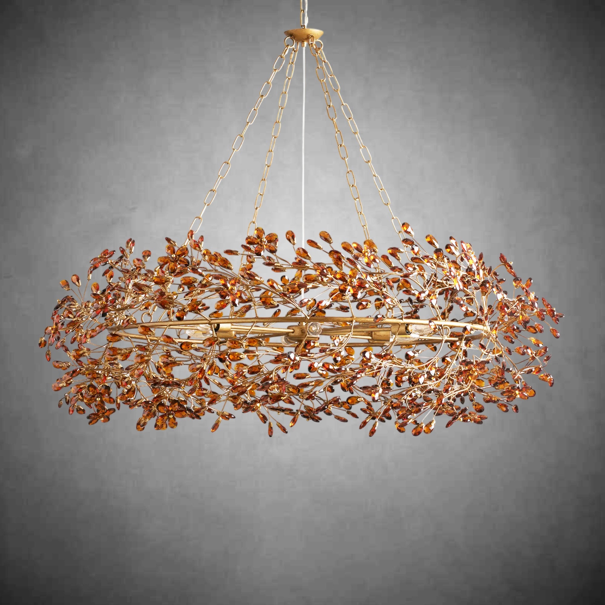 Fiore Crown Chandelier 39" 48" 60"-Chandelier-Feyran-BRASS/AMBER-60"-Feyran