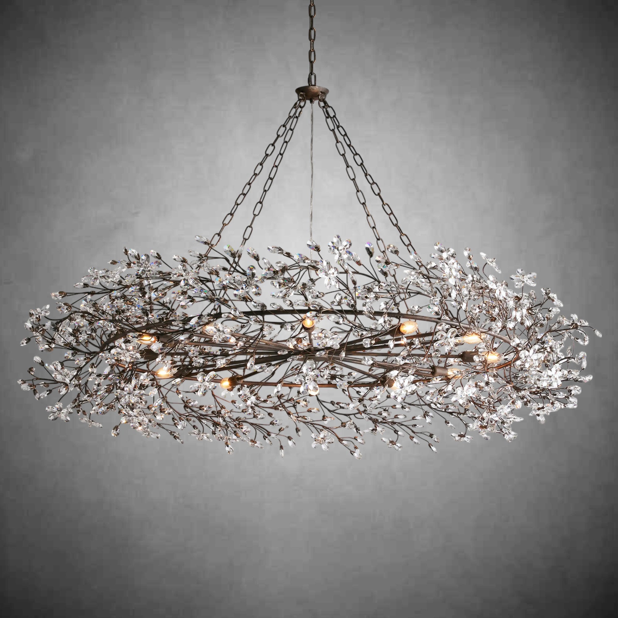 Fiore Crown Chandelier 39" 48" 60"-Chandelier-Feyran-BRONZE-60"-Feyran