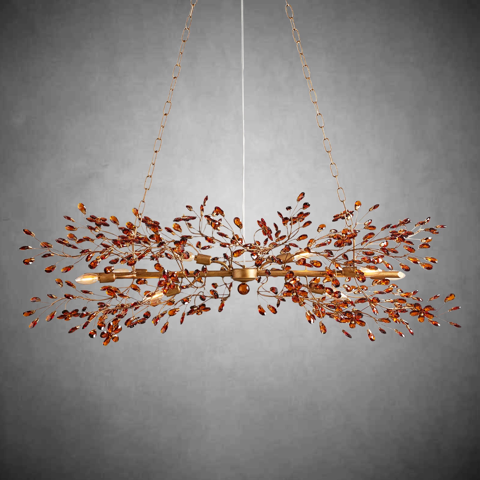 Fiore Linear Chandelier 43" 51" 68"W-Chandelier-Feyran-BRASS/AMBER-51"-Feyran