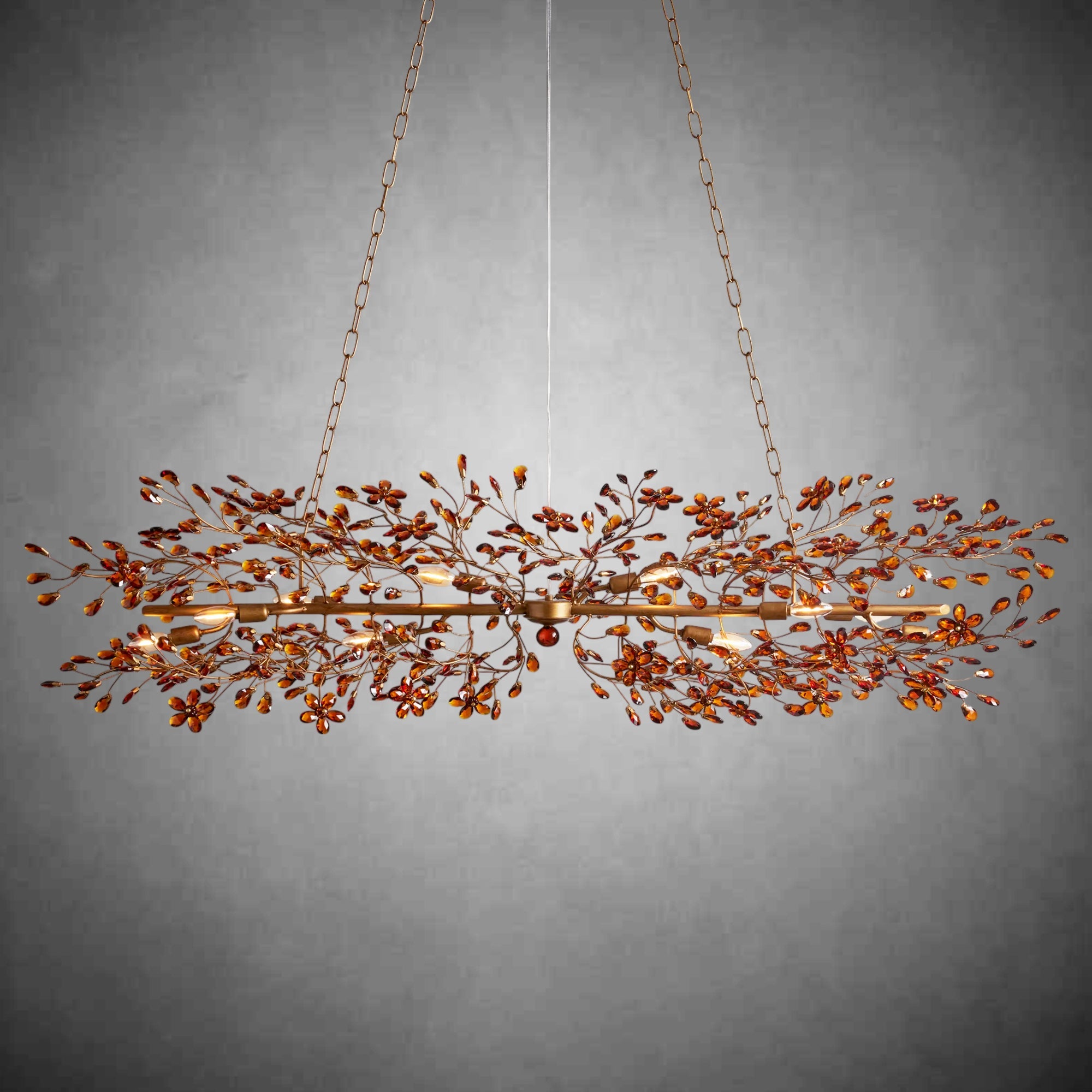 Fiore Linear Chandelier 43" 51" 68"W-Chandelier-Feyran-BRASS/AMBER-68"-Feyran