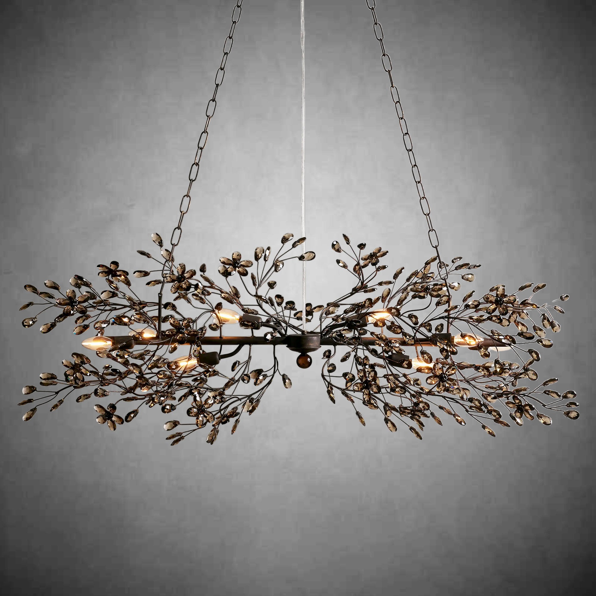 Fiore Linear Chandelier 43" 51" 68"W-Chandelier-Feyran-BRONZE/SMOKE-43"-Feyran