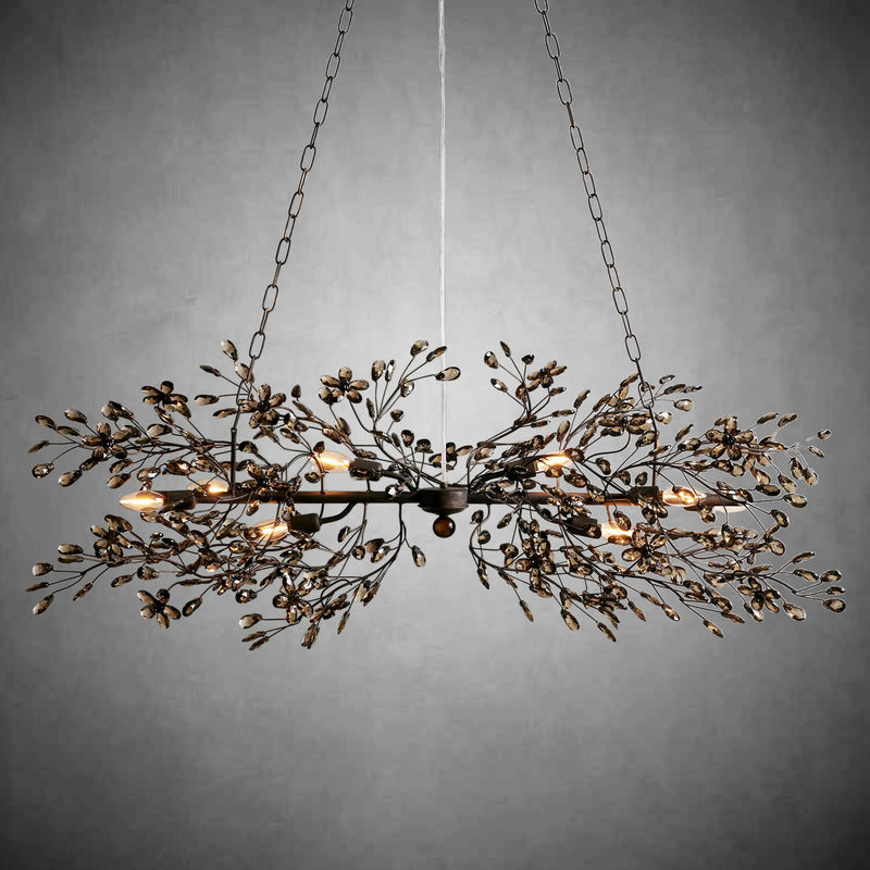 Fiore Linear Chandelier 43" 51" 68"W-Chandelier-Feyran-BRONZE/SMOKE-43"-Feyran