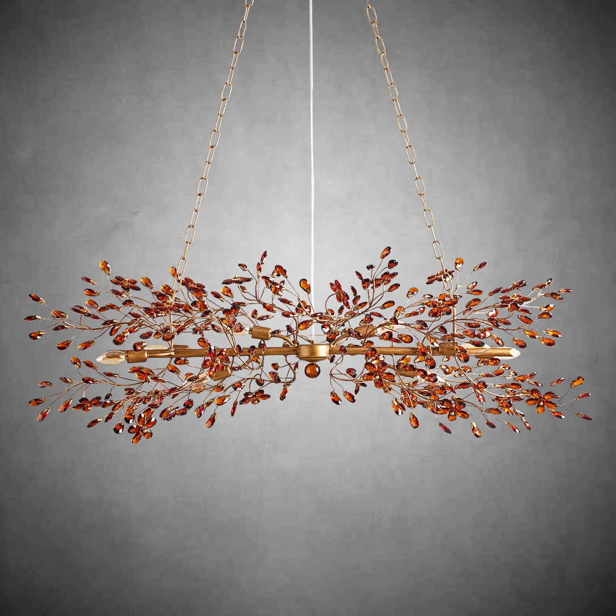 Fiore Linear Chandelier 43" 51" 68"W-Chandelier-Feyran-BRASS/AMBER-43"-Feyran
