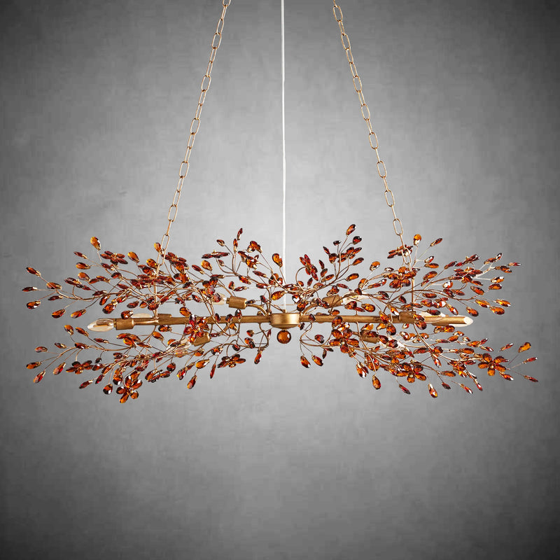 Fiore Linear Chandelier 43" 51" 68"W-Chandelier-Feyran-BRASS/AMBER-43"-Feyran