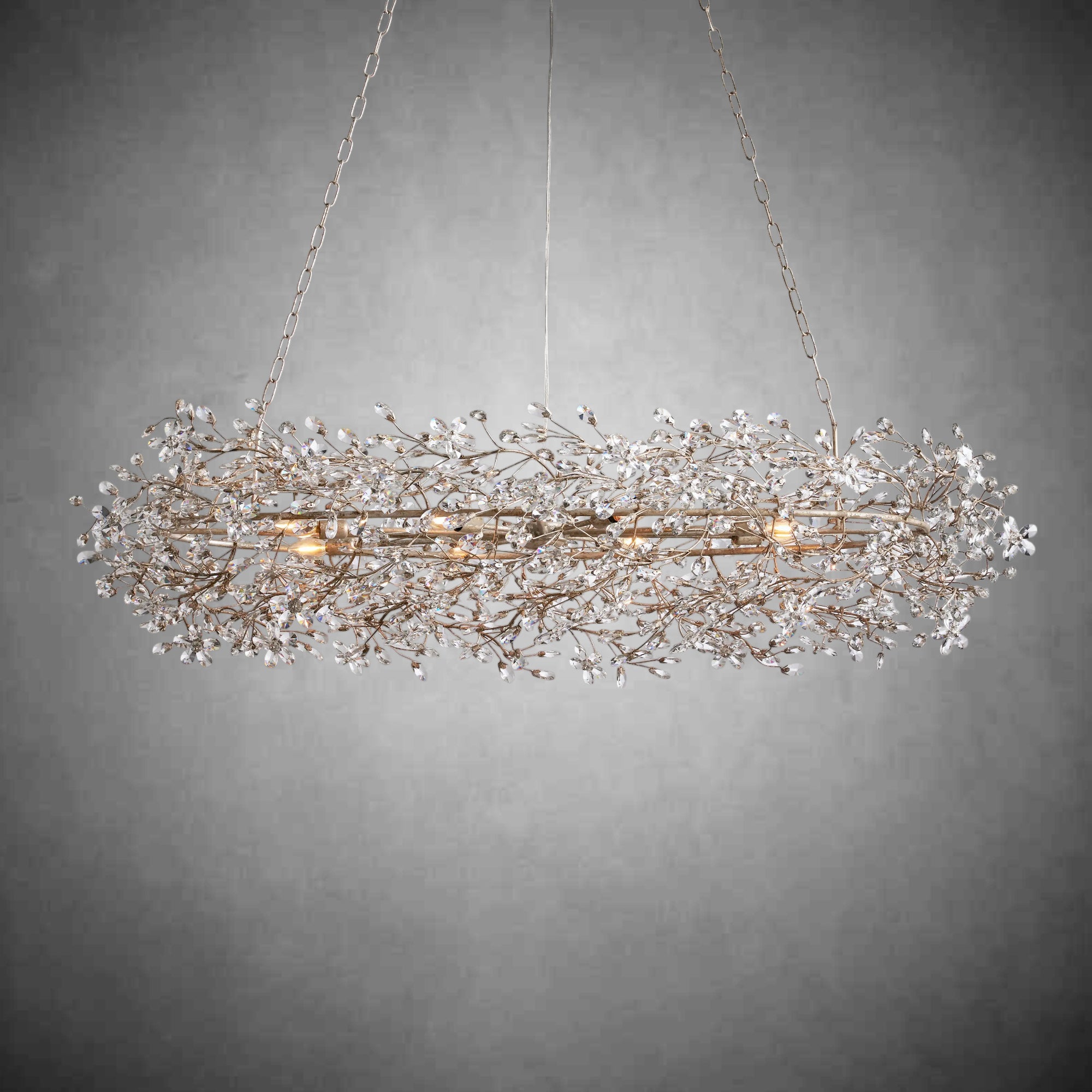 Fiore Oval Chandelier 62'' 74''-Chandelier-Feyran-SILVER-62"-Feyran
