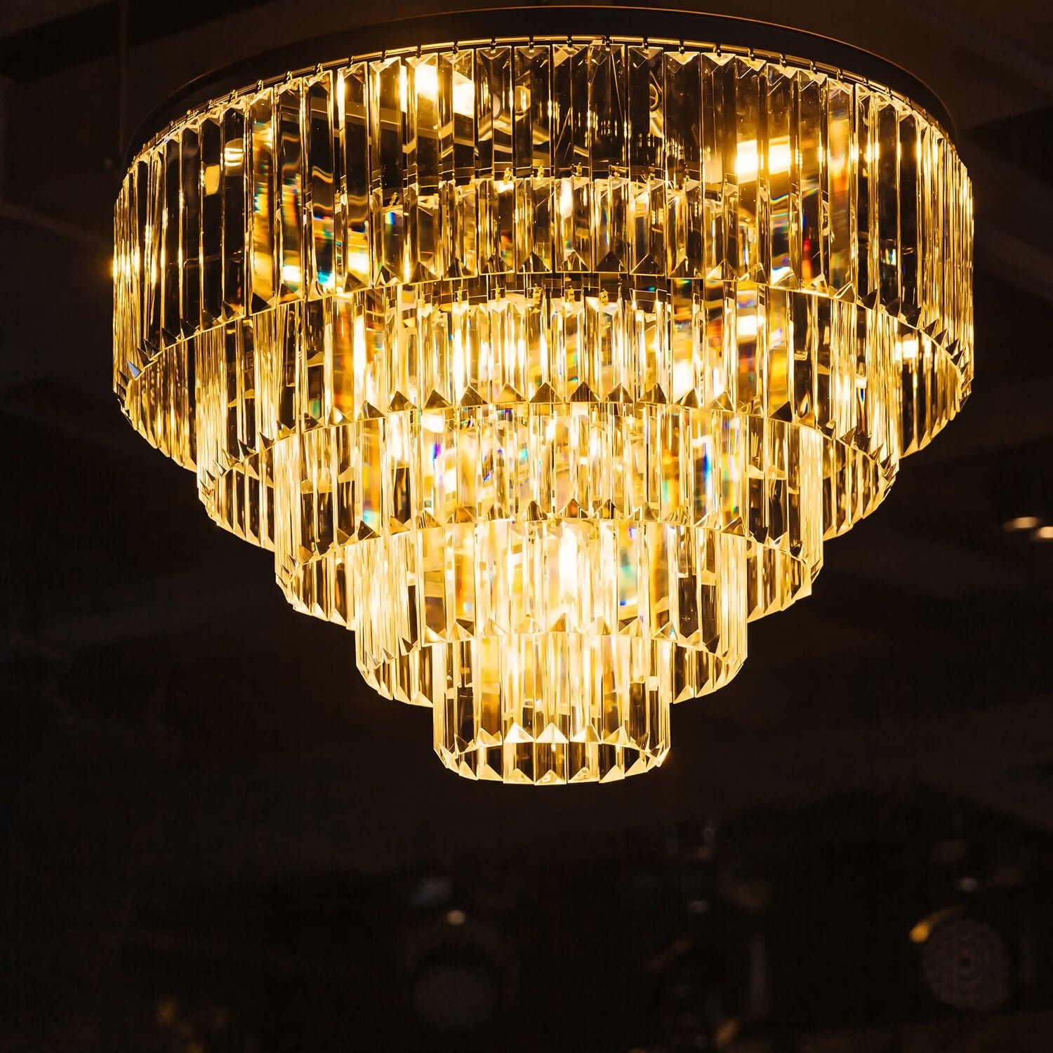 Five & Seven Tiers Crystal Chandelier - Pendant Light --light on| Feyran