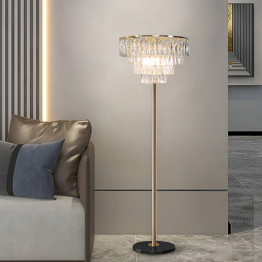 French Luxe Crystal Floor Lamp for Living Room and Bedroom -sofa-side|Feyran