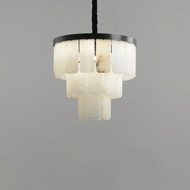 Alabaster Modern Multi-Tiered Round Chandelier 3 Layer Chandelier [product_tags] Fabtiko