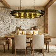 Ghiaccio Glass Oval Chandelier 54''65''-Chandelier-Feyran-54″ W-Clear-Brass-Feyran