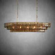 Ghiaccio Glass Oval Chandelier 54''65''-Chandelier-Feyran-54″ W-Smoke-Brass-Feyran