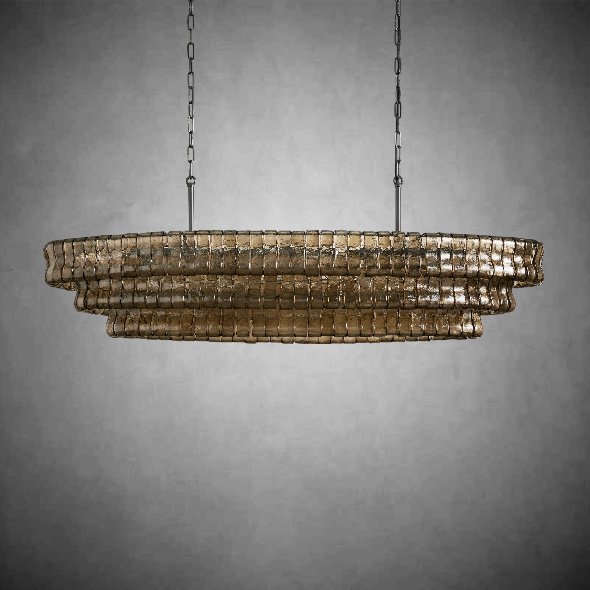 Ghiaccio Glass Oval Chandelier 54''65''-Chandelier-Feyran-54″ W-Clear-Brass-Feyran