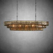 Ghiaccio Glass Oval Chandelier 54''65''-Chandelier-Feyran-54″ W-Smoke-Matte Black-Feyran
