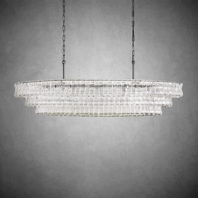 Ghiaccio Glass Oval Chandelier 54''65''-Chandelier-Feyran-54″ W-Clear-Brass-Feyran