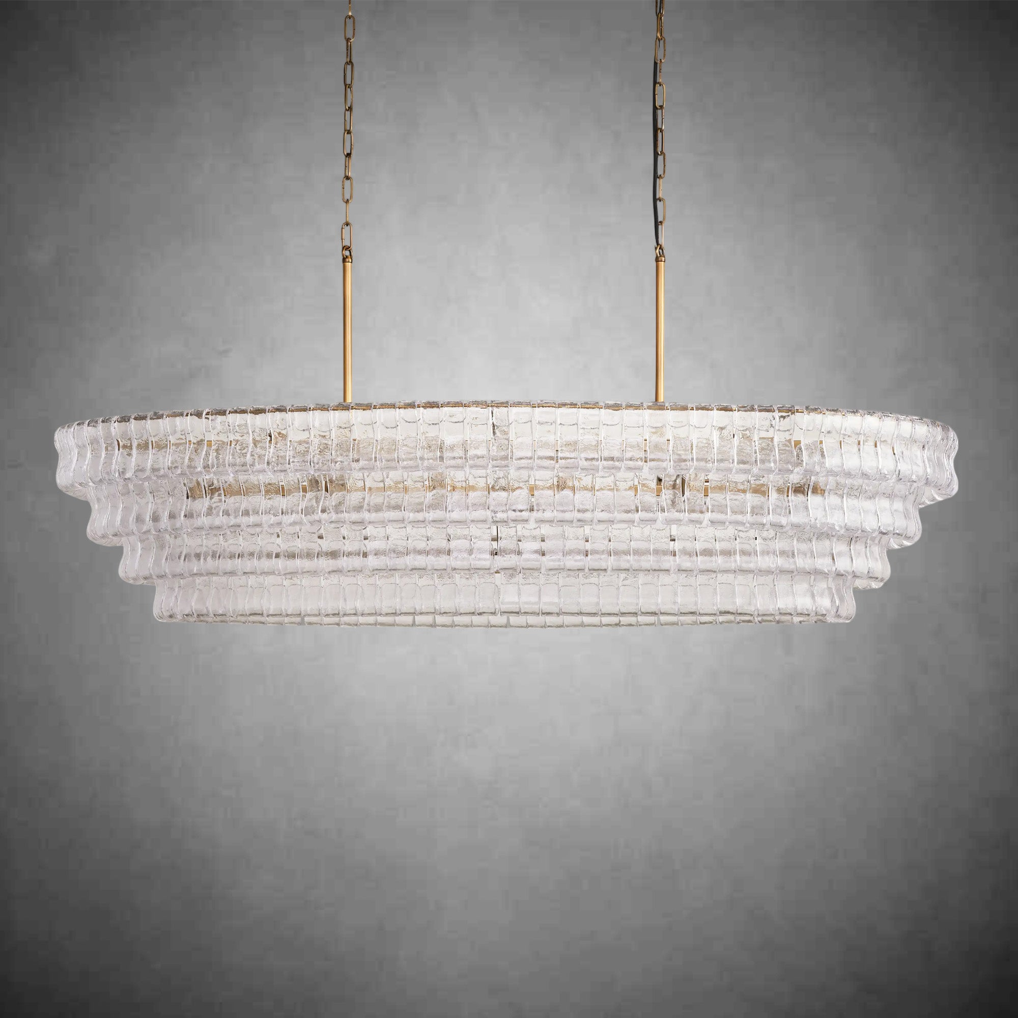 Ghiaccio Glass Oval Chandelier 54''65''-Chandelier-Feyran-54″ W-Clear-Brass-Feyran