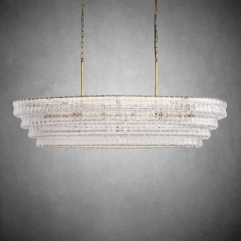Ghiaccio Glass Oval Chandelier 54''65''-Chandelier-Feyran-54″ W-Clear-Brass-Feyran