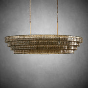 Ghiaccio Glass Oval Chandelier 54''65''-Chandelier-Feyran-54″ W-Clear-Brass-Feyran