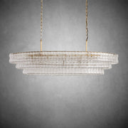 Ghiaccio Glass Oval Chandelier 54''65''-Chandelier-Feyran-54″ W-Clear-Brass-Feyran