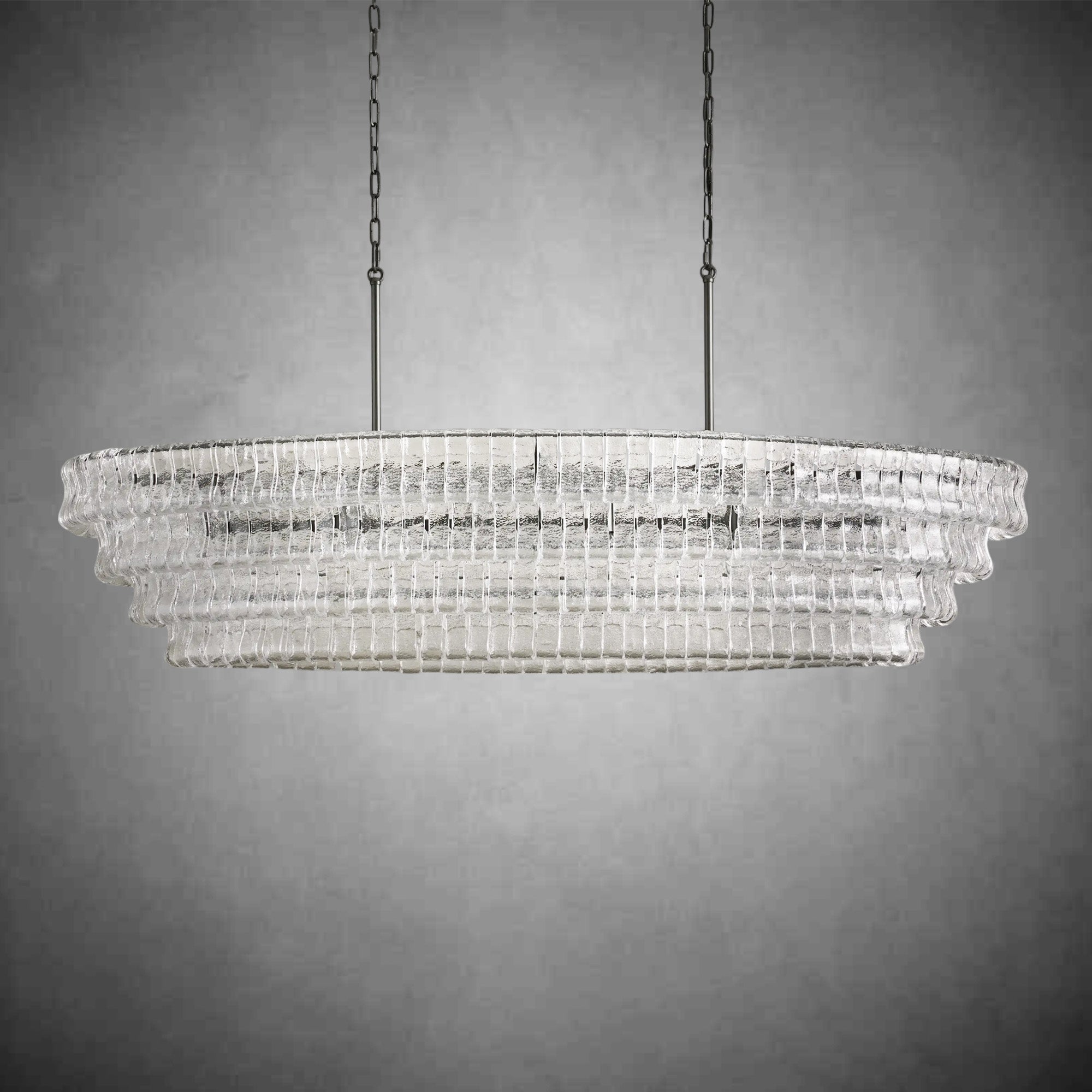 Ghiaccio Glass Oval Chandelier 54''65''-Chandelier-Feyran-65″ W-Clear-Matte Black-Feyran