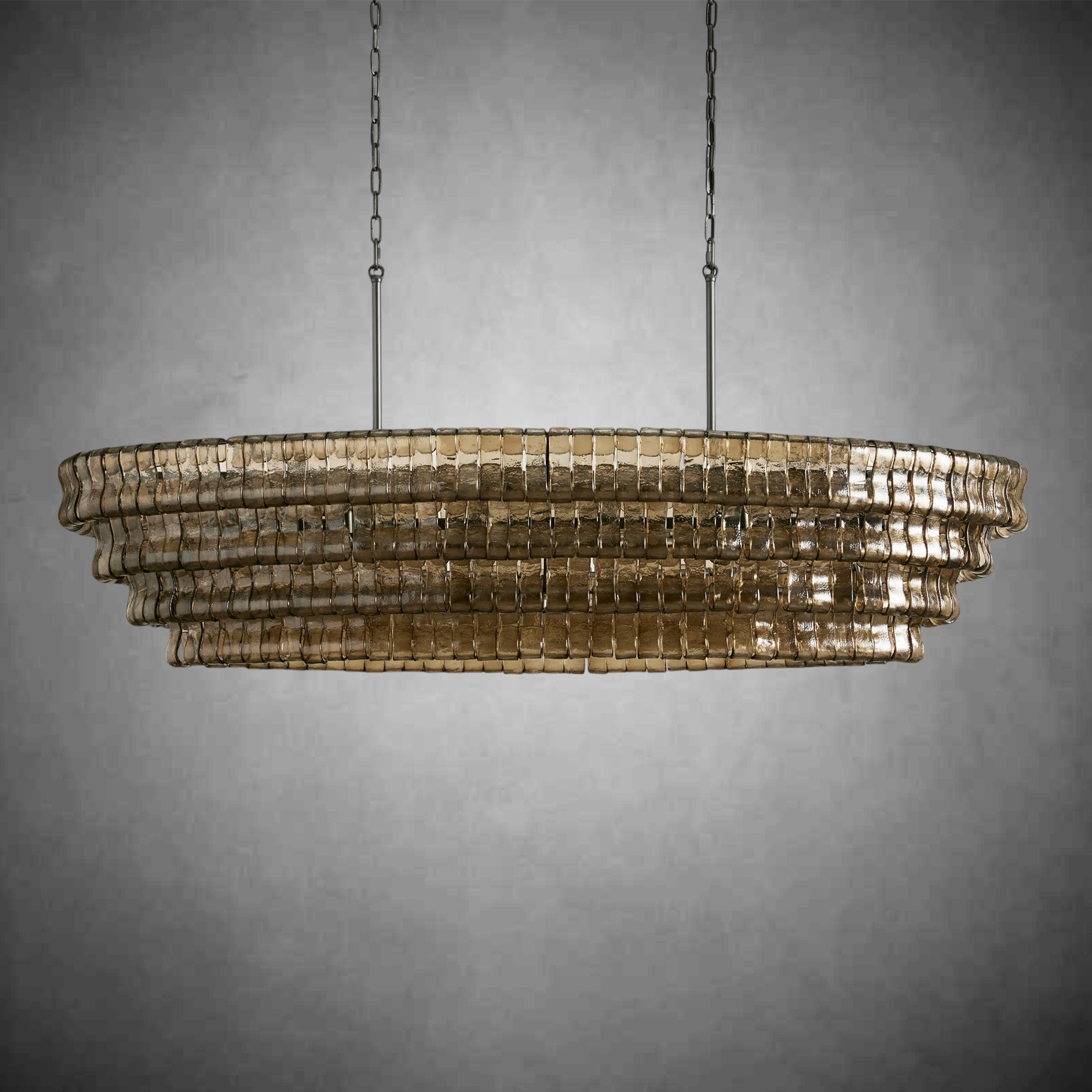 Ghiaccio Glass Oval Chandelier 54''65''-Chandelier-Feyran-54″ W-Clear-Brass-Feyran