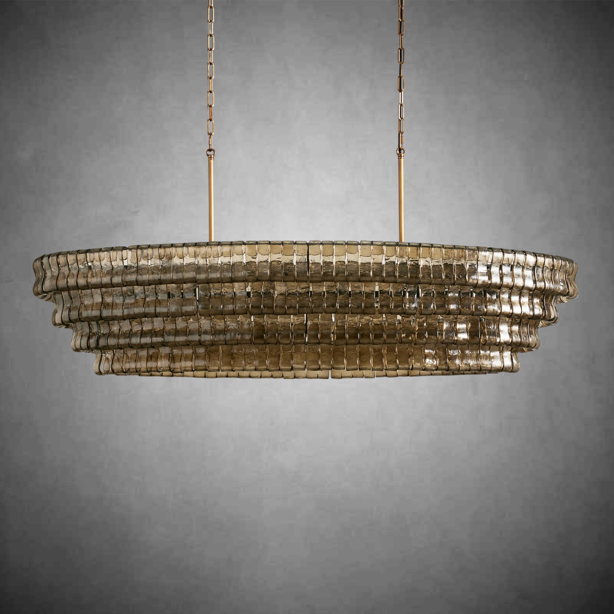 Ghiaccio Glass Oval Chandelier 54''65''-Chandelier-Feyran-54″ W-Clear-Brass-Feyran