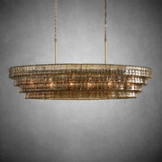 Ghiaccio Glass Oval Chandelier 54''65''-Chandelier-Feyran-65″ W-Smoke-Brass-Feyran