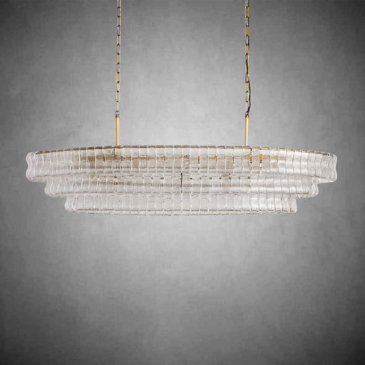Ghiaccio Glass Oval Chandelier 54''65''-Chandelier-Feyran-54″ W-Clear-Brass-Feyran