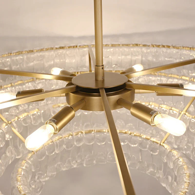 Ghiaccio Glass Oval Chandelier 54''65''-Chandelier-Feyran-54″ W-Clear-Brass-Feyran
