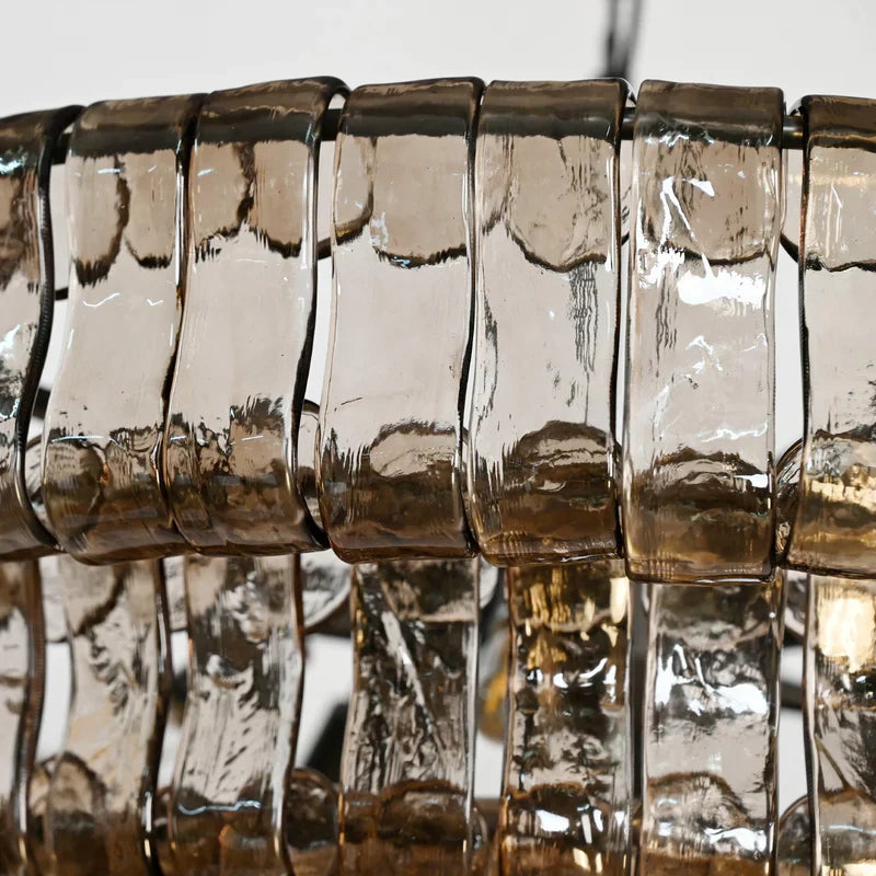 Ghiaccio Glass Oval Chandelier 54''65''-Chandelier-Feyran-54″ W-Clear-Brass-Feyran