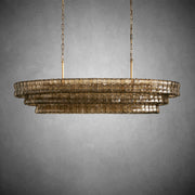 Ghiaccio Glass Oval Chandelier 54''65''-Chandelier-Feyran-54″ W-Clear-Brass-Feyran