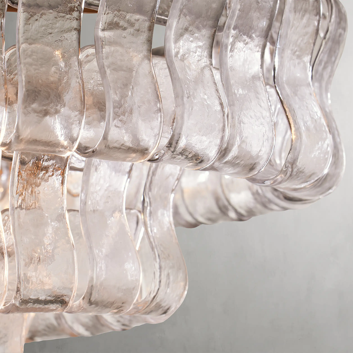 Ghiaccio Glass Oval Chandelier 54''65''-Chandelier-Feyran-54″ W-Clear-Brass-Feyran