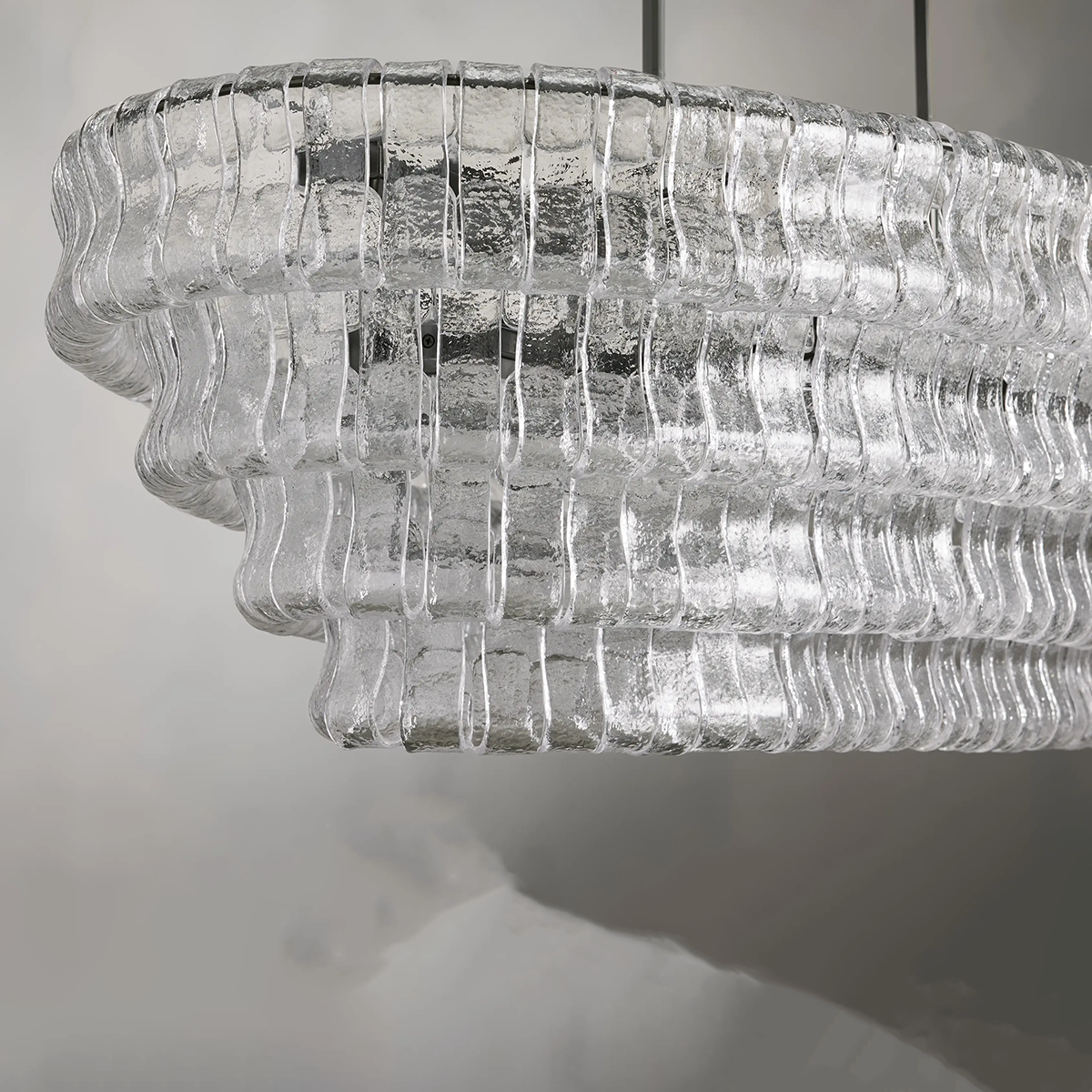 Ghiaccio Glass Oval Chandelier 54''65''-Chandelier-Feyran-54″ W-Clear-Brass-Feyran