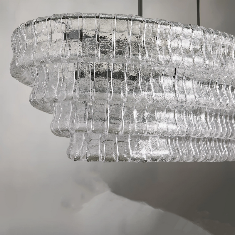 Ghiaccio Glass Oval Chandelier 54''65''-Chandelier-Feyran-54″ W-Clear-Brass-Feyran