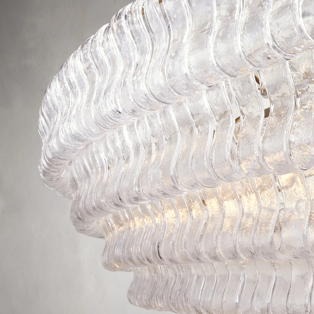 Ghiaccio Glass Oval Chandelier 54''65''-Chandelier-Feyran-54″ W-Clear-Brass-Feyran