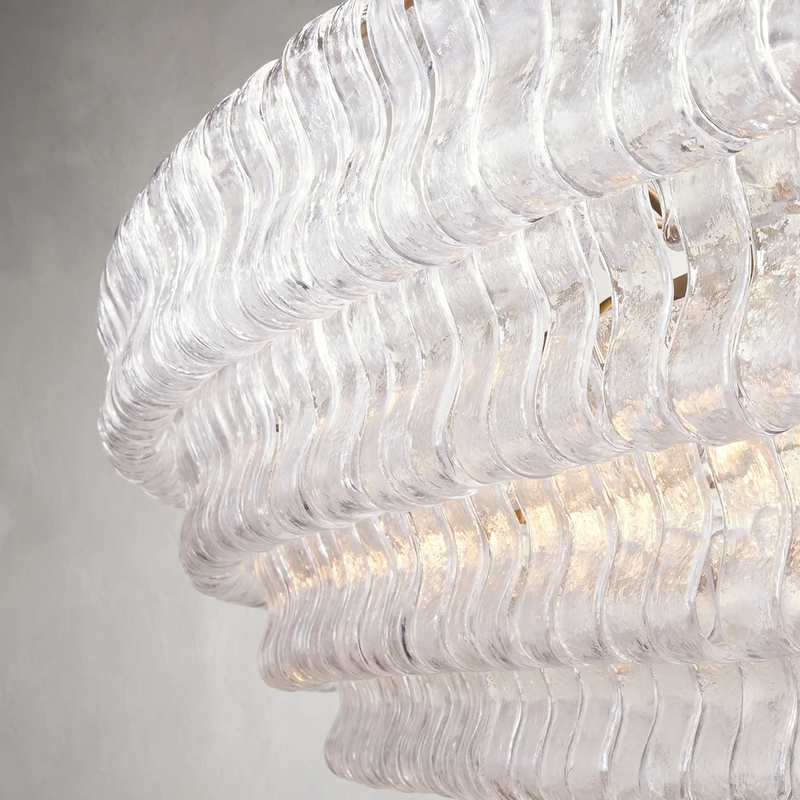 Ghiaccio Glass Oval Chandelier 54''65''-Chandelier-Feyran-54″ W-Clear-Brass-Feyran