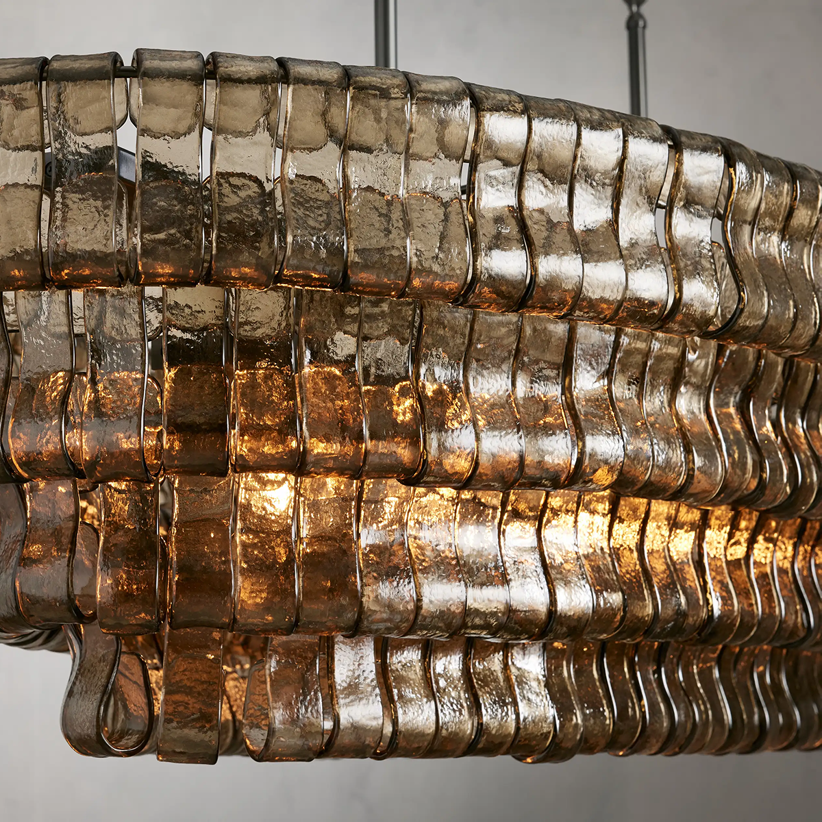Ghiaccio Glass Oval Chandelier 54''65''-Chandelier-Feyran-54″ W-Clear-Brass-Feyran