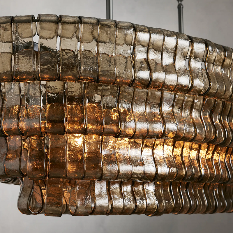 Ghiaccio Glass Oval Chandelier 54''65''-Chandelier-Feyran-54″ W-Clear-Brass-Feyran