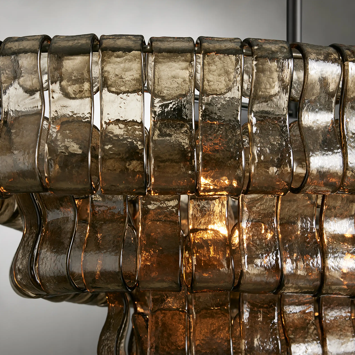 Ghiaccio Glass Oval Chandelier 54''65''-Chandelier-Feyran-54″ W-Clear-Brass-Feyran