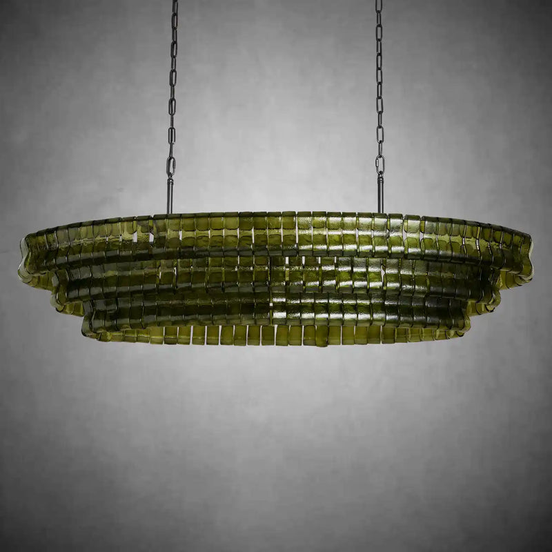 Ghiaccio Glass Oval Chandelier 54''65''-Chandelier-Feyran-54″ W-Clear-Brass-Feyran