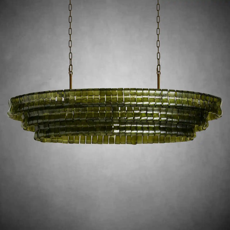 Ghiaccio Glass Oval Chandelier 54''65''-Chandelier-Feyran-54″ W-Clear-Brass-Feyran