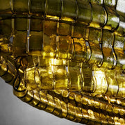 Ghiaccio Glass Oval Chandelier 54''65''-Chandelier-Feyran-54″ W-Clear-Brass-Feyran