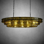 Ghiaccio Glass Oval Chandelier 54''65''-Chandelier-Feyran-54″ W-Green-Matte Black-Feyran