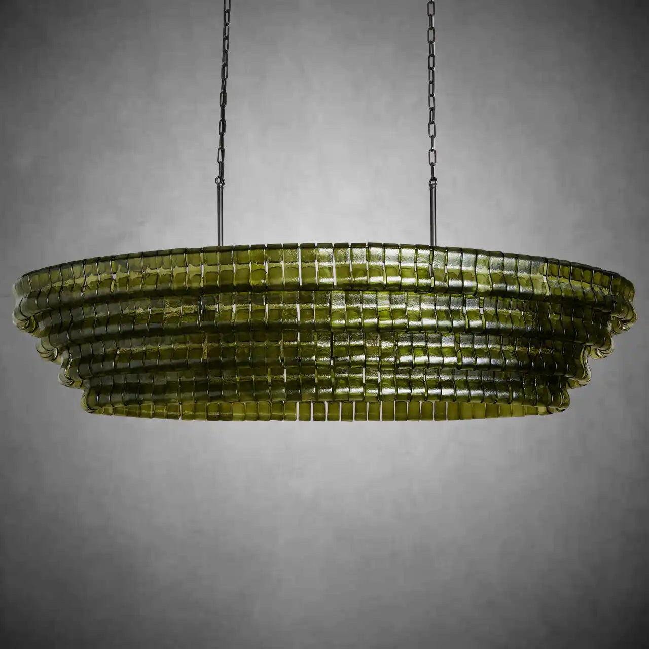 Ghiaccio Glass Oval Chandelier 54''65''-Chandelier-Feyran-54″ W-Clear-Brass-Feyran
