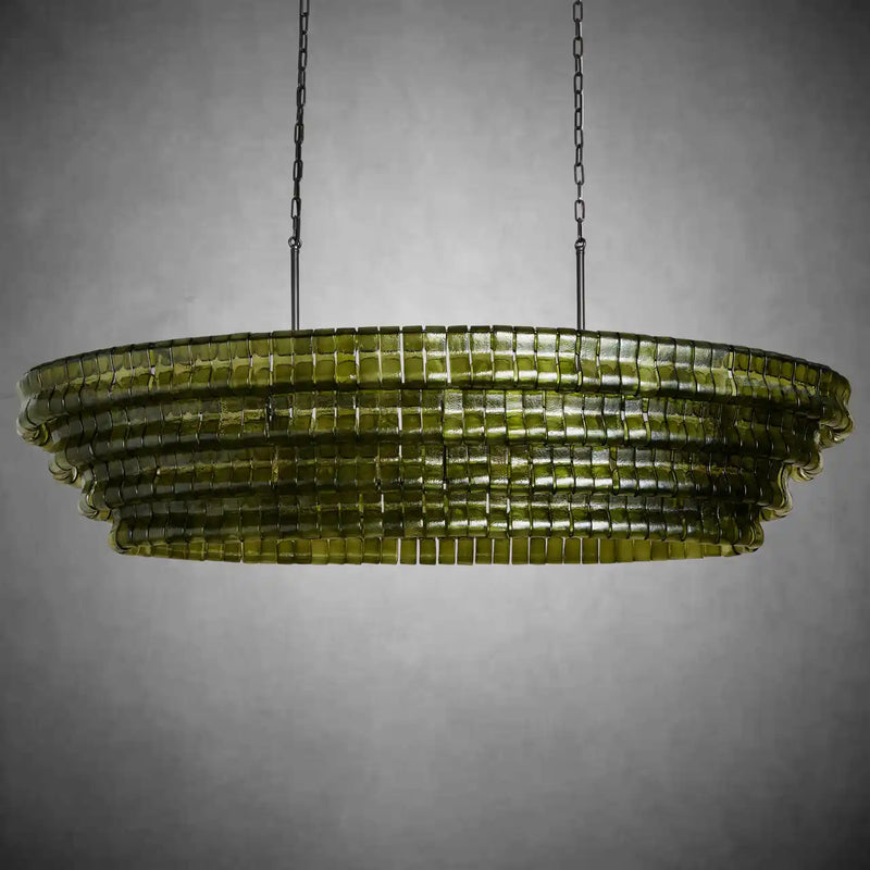 Ghiaccio Glass Oval Chandelier 54''65''-Chandelier-Feyran-54″ W-Clear-Brass-Feyran