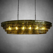 Ghiaccio Glass Oval Chandelier 54''65''-Chandelier-Feyran-54″ W-Clear-Brass-Feyran