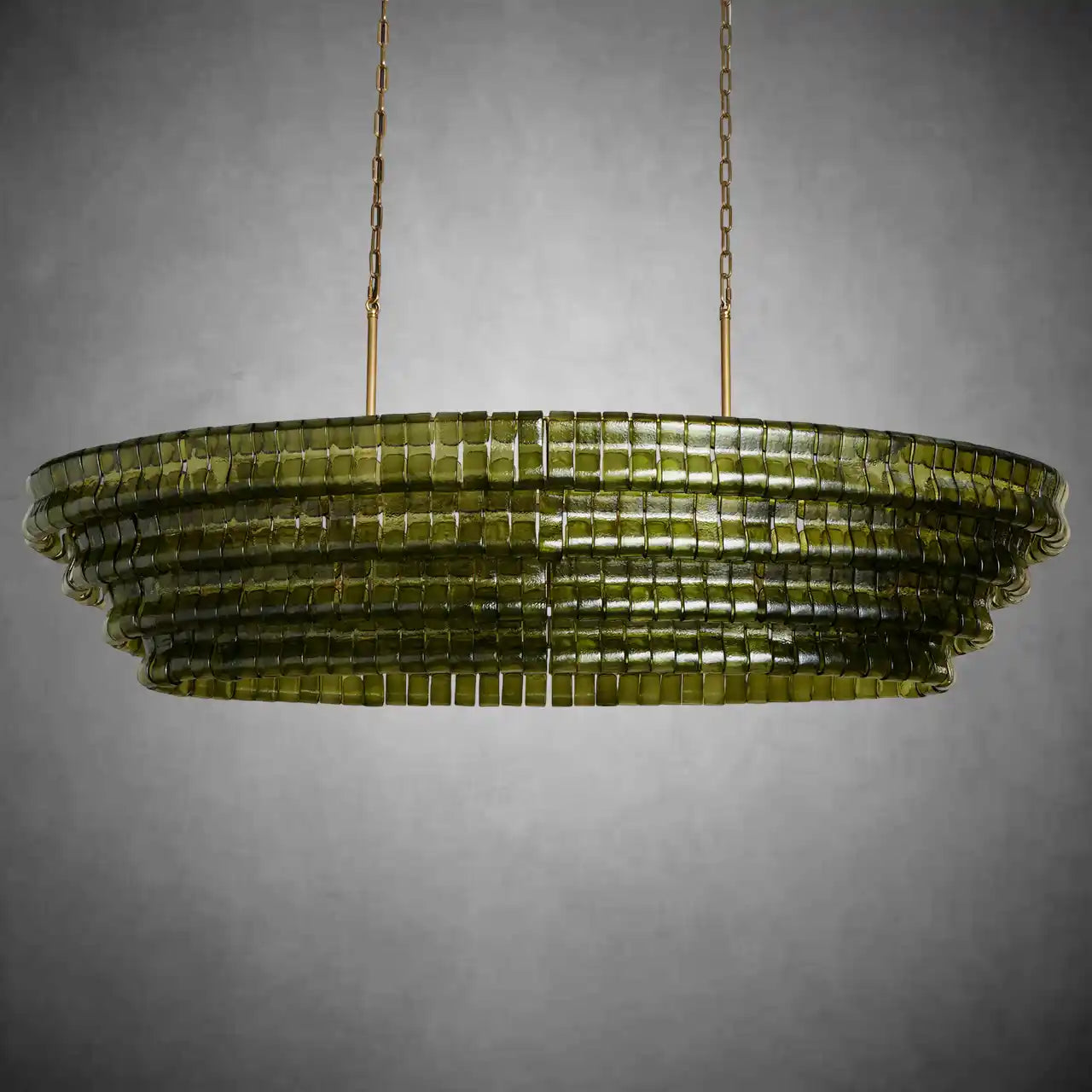 Ghiaccio Glass Oval Chandelier 54''65''-Chandelier-Feyran-54″ W-Clear-Brass-Feyran