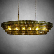 Ghiaccio Glass Oval Chandelier 54''65''-Chandelier-Feyran-54″ W-Clear-Brass-Feyran